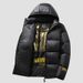 Men's Winter Black Gold Padded Jacket, Lightweight Quilted Coat, Slim Fit Zip Up Casual Outerwear For Autumn & Winter, Streetwear Fashion_ecoleips.com