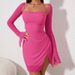 Women's Long Sleeved Mesh Dress Sexy High Slit Backless Fashionable Halter Neck Spaghetti Strap Cross Border Trade_ecoleips.com