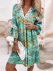2025 Spring V-neck Printed Lace Splicing Bohemian Style Leisure Vacation Dress_ecoleips.com