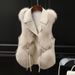 Faux Fur Vest Jacket – Winter Warm Short Coat With Fox Fur Collar (Milk Brown/Camel, S-XL)_ecoleips.com