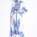 Elegant Floral Print Long Dress For Women Retro Artistic Style Single Breasted Waist Cinching New Spring French Court Look_ecoleips.com