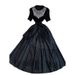 Elegant American Style Women's Long Dress Heavy Duty Mesh Patchwork Beaded Round Neck Floral Waist Cinching Pleated_ecoleips.com