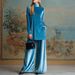 Autumn Winter Gold Velvet High Neck Slit Top Wide Leg Pants Two Piece Set Women's Loose Fitting_ecoleips.com