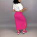 Women's Solid Color Slim Fit Skirt Two Piece Set with Slit Elastic Waist Casual Comfortable Fashion for Spring Autumn_ecoleips.com