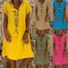 Summer Short Sleeve V Neck Printed Long Dress European American Style Fashion Versatile Womens Casual Wear Daily Dress_ecoleips.com