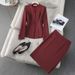 Angolan Red Women's Professional Suit Jacket Elegant Formal Work Uniform With Skirt Set For All Seasons_ecoleips.com