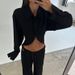 Women's Two Piece Set Collared Long Sleeved White Shirt With Cutouts Wide Leg Pants_ecoleips.com