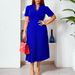 Women's Clothing Summer New Short Sleeved V Neck Pleated High Waist Fashionable Temperament Waist Dress_ecoleips.com