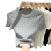 Women's Royal Blue Knit Top Round Neck Short Sleeved Fashionable Elegant Slim Fit Korean Style For Spring And Summer Trendy Live Streamed_ecoleips.com