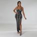 Women's Clothing sexy suspender slit hot diamond dress_ecoleips.com