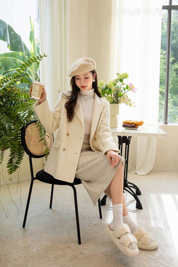 ng2510292 New Korean-style Blazer Women, Petite, Mid-length, Casual Woolen Coat Commuting, Elegant And Suitable For Work_ecoleips.com