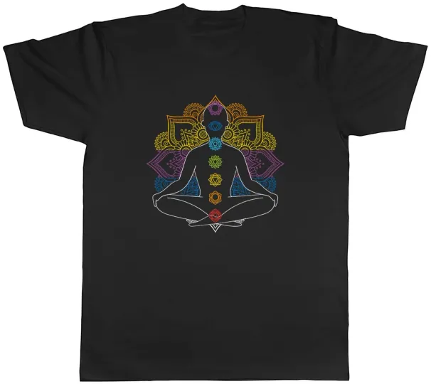 Women's T-Shirts Chakra Symbols Mandala Colour Yoga Spiritual Mens Unisex T-Shirt Tee Gift_ecoleips.com