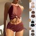 Hot Spring Women's Conservative Bikini Solid Huludao Swimsuit Bikini Sexy Open Back Swimming_ecoleips.com