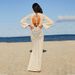 Women's Sexy Knitted Hollow-Out Beach Cover-Up Dress - Bikini & Blouse Set With UPF Sun Protection, Summer Vacation Wear_ecoleips.com