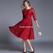 Aria Basics Aria Basics Cross-Border Spring Autumn European And American Plus Size Women's Clothing Three-Quarter Sleeve Slim Fit Mid-Length_ecoleips.com