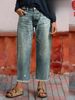 K Cowboy Women's Loose Straight Leg Pants With Torn Edges And Holes_ecoleips.com