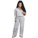 European American Women's Fleece Lined Sweatshirt Set Thickened Sportswear Loose Fit plus Size Winter Two-Piece_ecoleips.com