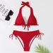 Women's Clothing Swimsuit Strap On Ins Bikini Sexy Solid Color Swimsuit Beach Vacation Bikini_ecoleips.com