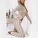 Elegant Early Spring Women's Jumpsuit Long Sleeved Retro Literary Pattern Polyester Trousers_ecoleips.com