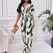 Women's Clothing Spring And Summer New Short Sleeved Printed Waist Jumpsuit Fashionable Wide Leg Women_ecoleips.com
