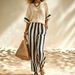 Women's Striped Short Sleeve Top And Relaxed Pants Set, Casual Comfort Two Piece Outfit_ecoleips.com