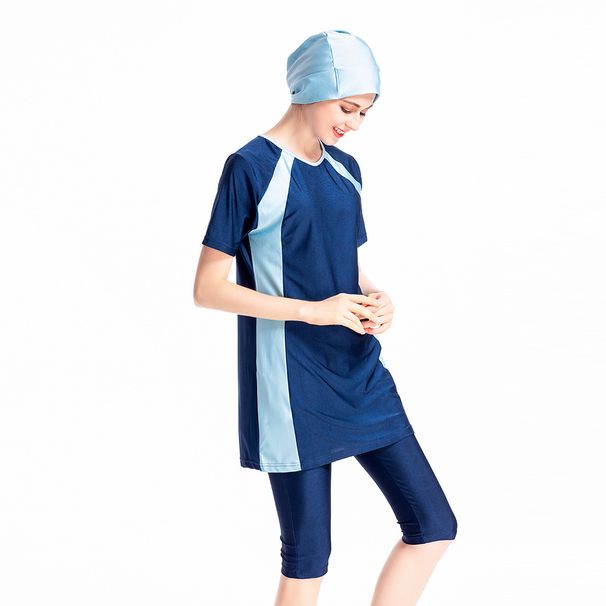 Women's Clothing Sunscreen Cropped Pants Short Sleeved Three Piece Swimsuit_ecoleips.com