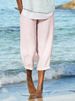 Suitable For All Seasons 2025 Linen Artistic Versatile Loose Elastic Waist Casual Solid Color Women's Pants_ecoleips.com