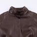 Fashionable Faux Leather Jacket For Women - Stand Collar With Zipper Detail, Streetwear Style, Casual Outerwear (XS/S/M/L, Chestnut)_ecoleips.com