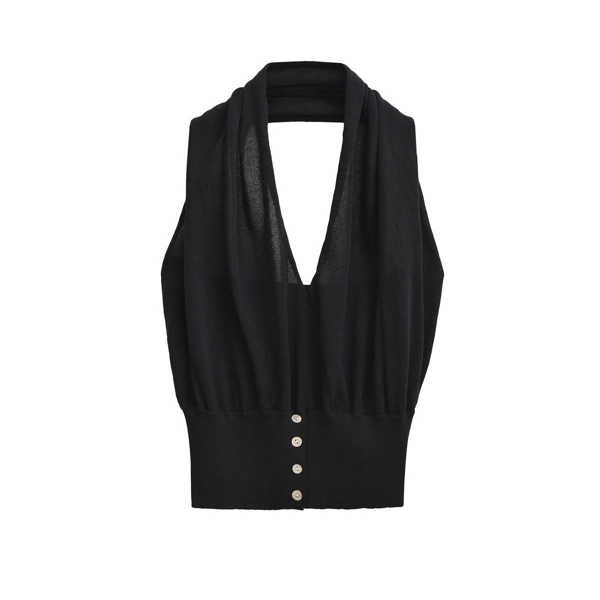 Aria Basics Aria Basics Cross-border Women's Clothing Wholesale 2025 Summer New Solid Color Backless V-neck European And American Style Halter_ecoleips.com