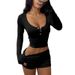 Sporty Hot Girl Style Long-Sleeved Button T-Shirt And Shorts Two-Piece Women's Set For Summer_ecoleips.com