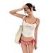 Retro Style Three Piece Swimsuit Sweet And Cute Shoulder Strap Women's Swimwear for Hot Spring Resort And Casual Wear_ecoleips.com