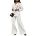 Women's Two-Piece Velvet Outfit With Slit Sleeves Thickened Casual Set Pure Color S-3XL Brown Army Green Red White Black_ecoleips.com