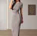 Women's Clothing Spring And Summer Foreign Trade Solid Color Temperament Slim Short Sleeved Dress_ecoleips.com