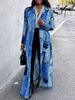 Women's plus Size Color Blocked Denim Print Trench Coat Fashionable Versatile Spring Autumn Style Best Selling_ecoleips.com