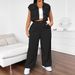 Women's Clothing Sleeveless Loose Shirt Multi Pocket Casual Pants Two Piece Set Large Stock_ecoleips.com