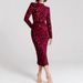 Women's Long Sleeved Asymmetrical Jacquard Evening Dress For Party Wear Autumn Winter_ecoleips.com