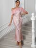 Women's Clothing Sexy Backless Chiffon Stitching Sequin Dressn Evening Dress_ecoleips.com