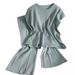 Women's Clothing Color Sleeveless Vest Sweater Wide Leg Nine Point Trousers Suit Thin Ice Silk Two Piece Suit_ecoleips.com