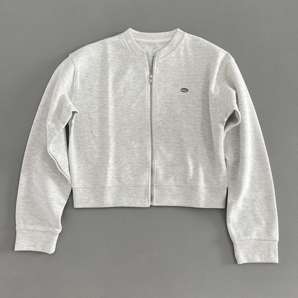 Women's Casual Embroidered Zip-Up Hoodie With Stand Collar – Loose Fit Long Sleeve Pullover For Autumn_ecoleips.com