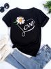 European And American Cross-border Foreign Trade Women's Clothing Dandelion Plant Print Round-neck Short-sleeve T-shirt_ecoleips.com
