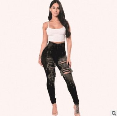Women's Clothing Ripped Jeans Skinny Pants Women_ecoleips.com