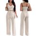 Women's Fashion 2025 New V-neck Camisole And Apricot Casual Wide-leg Pants Two-piece Set_ecoleips.com