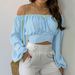 Women's Clothing Spring Summer Women's Off Shoulder Long Sleeve Cross Strap Top Style For Formal & Casual For Women_ecoleips.com