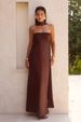 2025 Summer New Women's Clothing Temperament Light Mature Satin Lace Up Strapless Dress -68767_ecoleips.com