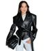 Women's Cool Motorcycle Leather Jacket Belted Outerwear For Autumn And Winter European American Style_ecoleips.com