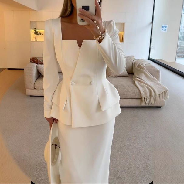 Women's Clothing Autumn And Winter New Long Sleeved Commuter Pocket Two Piece Suit Ins Casual Loose Party Two Piece Suit_ecoleips.com