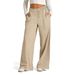 Women's Clothing Women's Slim Waist Wide Leg Trousers Style Drawstring Solid Color Casual Fashionable Bottoms_ecoleips.com