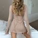 Elegant Backless Bodycon Mini Dress Long Sleeve Round Neck Short Chic Party Clubwear For Women Comfortable Stretch Fabric_ecoleips.com
