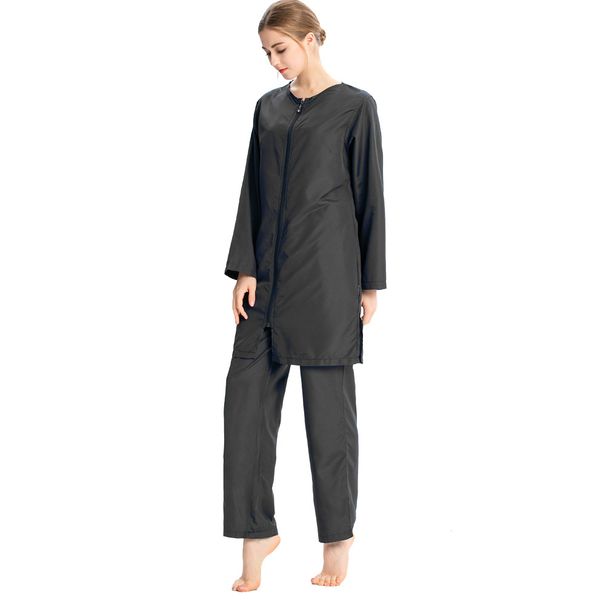 Conservative Three Piece Swimsuit European American Middle Eastern Style Full Coverage Beachwear for Sun Protection And Surfing_ecoleips.com