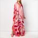 Summer New Women's Printed V Neck Robe Casual Fashion Long Skirt Dress Loose Holiday Style 2024_ecoleips.com